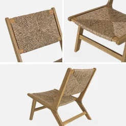 Poltrona da giardino in legno e resina effetto paglia