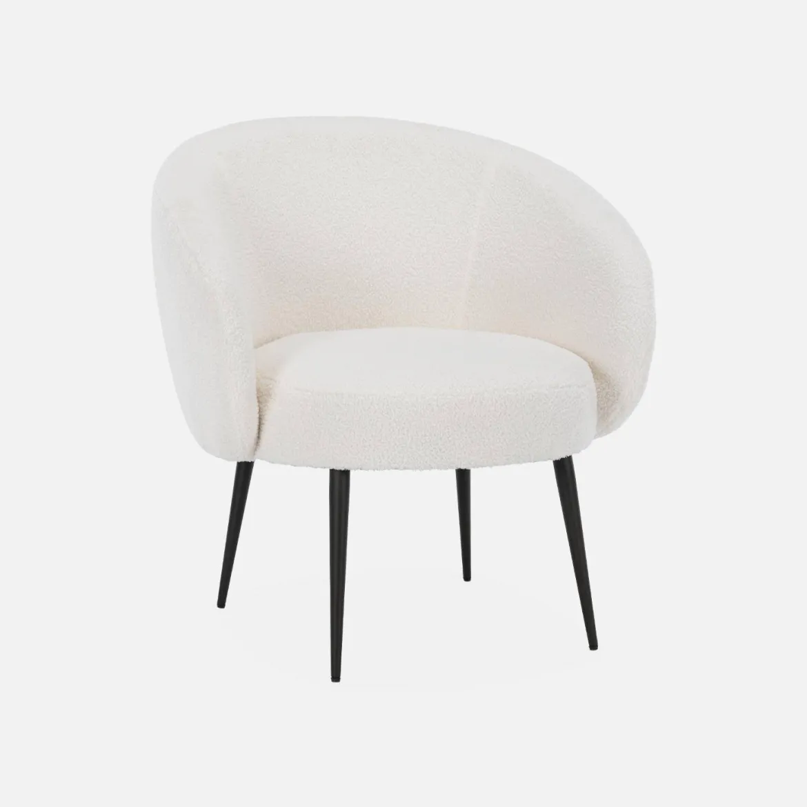 Poltrona di design in boulcé bianca e metallo