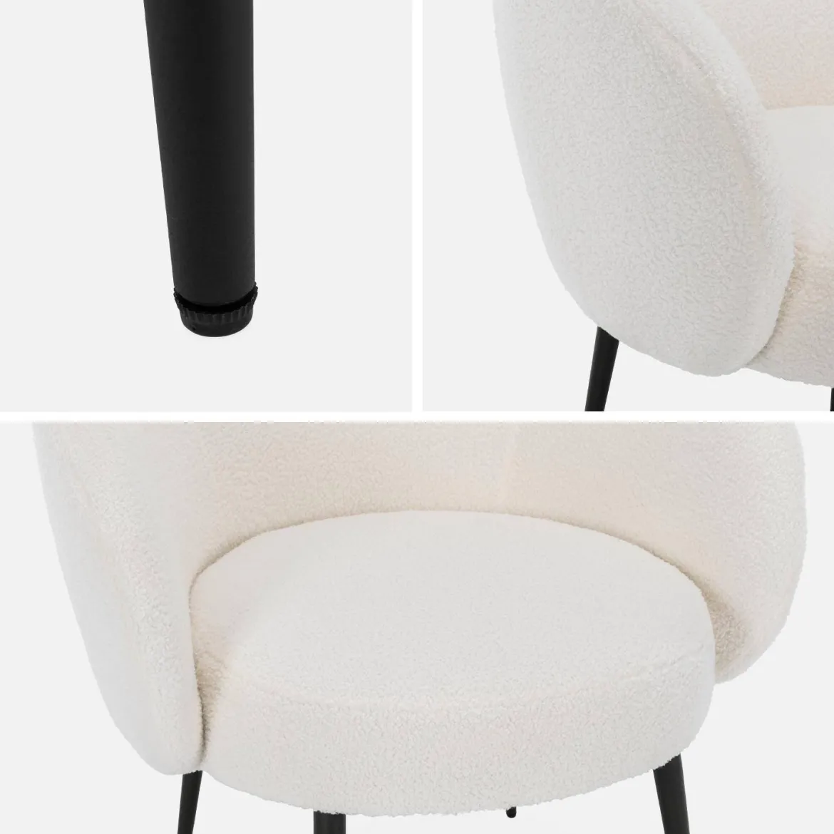 Poltrona di design in boulcé bianca e metallo