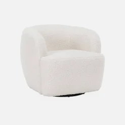Poltrona girevole 360º in metallo e bouclé