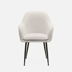 Poltrona in tessuto bouclé con gambe in metallo