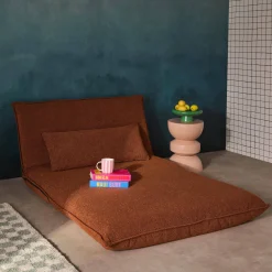 Poltrona letto convertibile bouclé strutturata, 2 posti