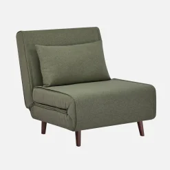 Poltrona letto convertibile tessuto con piedi in legno