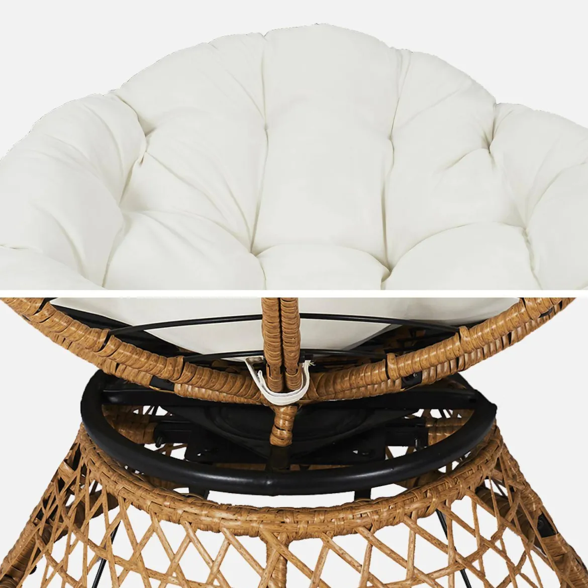 Poltrona papasan girevole a 360° in polirotilene