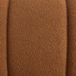 Poltrona relax con gambe rotonde in legno e tessuto bouclé