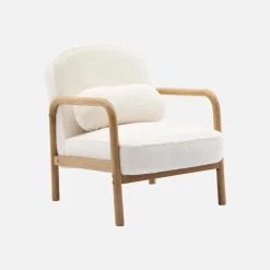 Poltrona scandinava arrotondata in legno di hevea