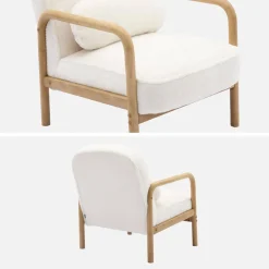 Poltrona scandinava arrotondata in legno di hevea