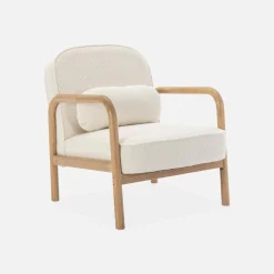 Poltrona scandinava curva in legno di hevea