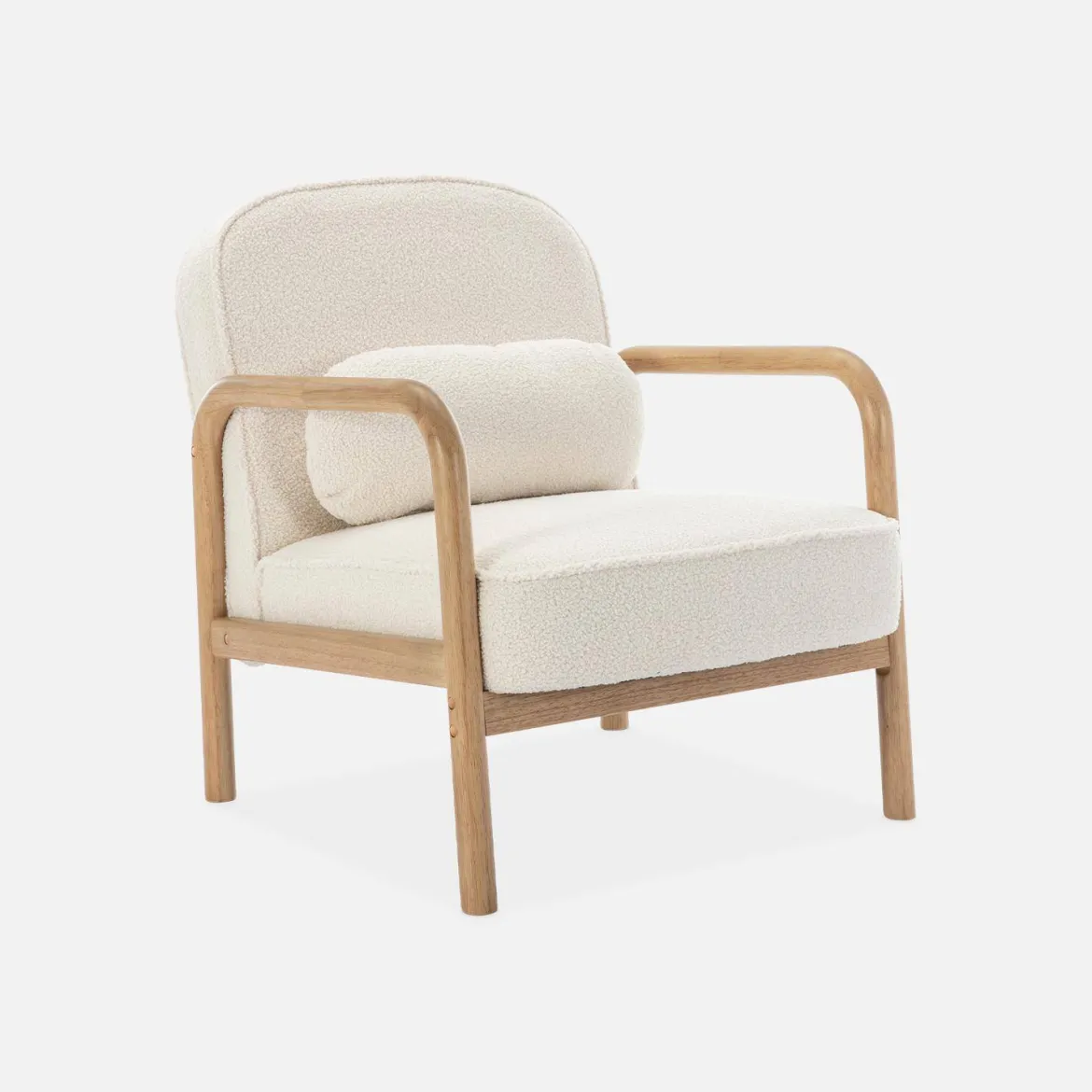 Poltrona scandinava curva in legno di hevea