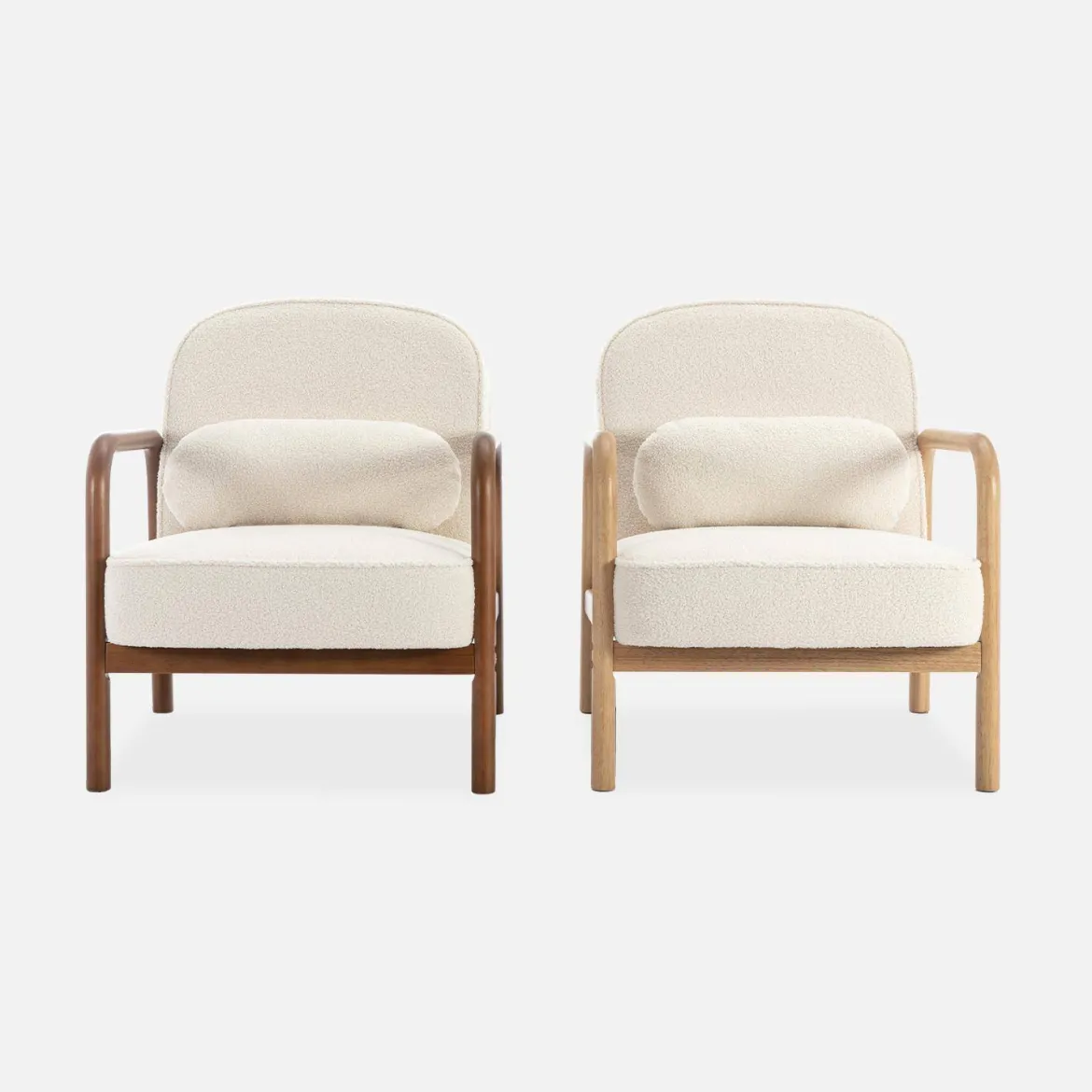 Poltrona scandinava curva in legno di hevea