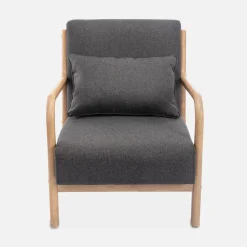 Poltrona scandinava in legno e tessuto con braccioli
