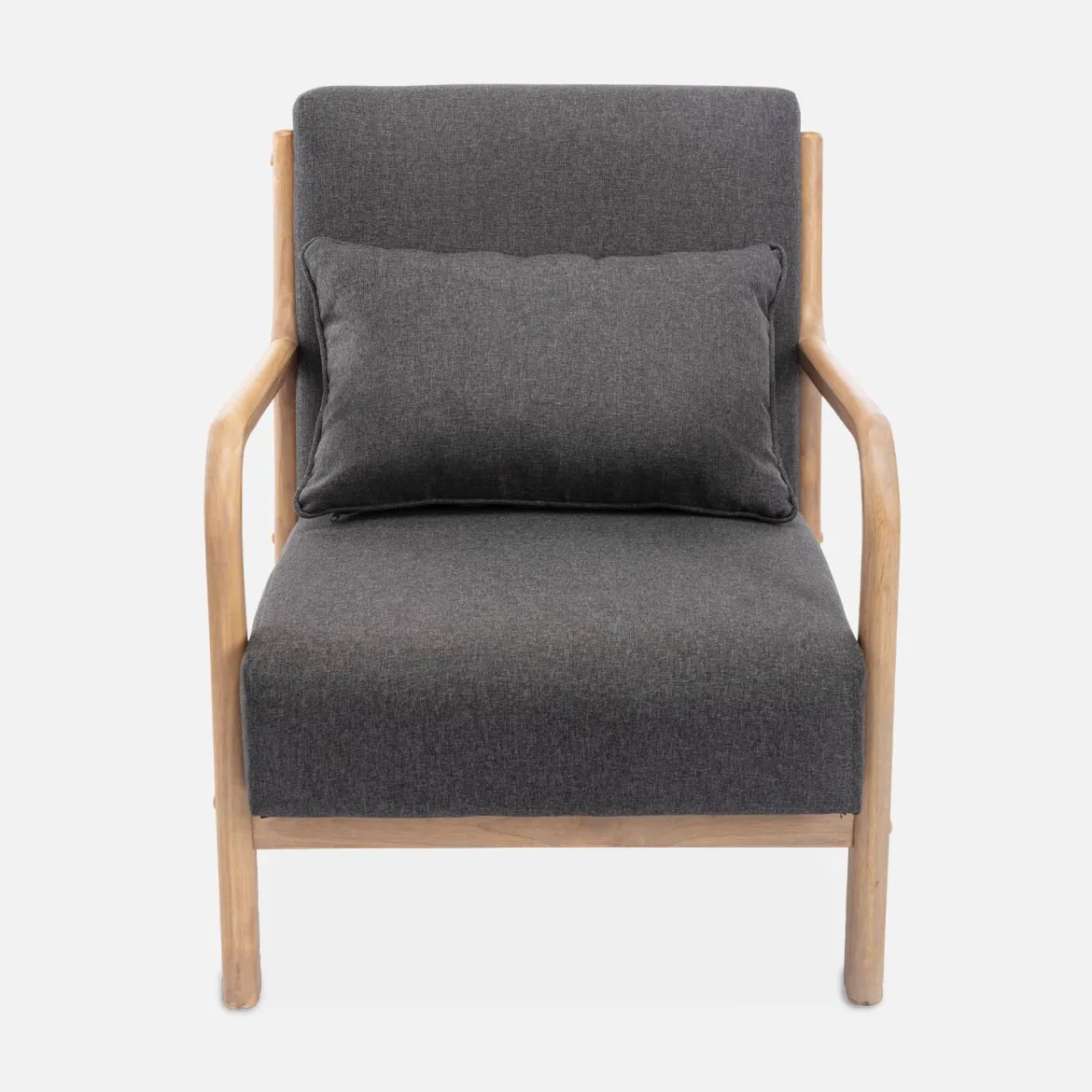 Poltrona scandinava in legno e tessuto con braccioli