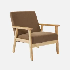 Poltrona scandinava in legno e velluto a coste