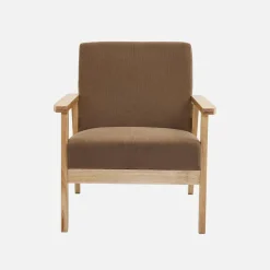 Poltrona scandinava in legno e velluto a coste