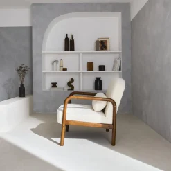 Poltrona scandinava in legno di hevea tinto noce