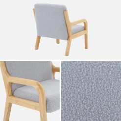 Poltrona scandinava per bambini in tessuto bouclé e legno