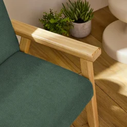 Poltrona scandinava per bambini in velluto a coste e legno di hevea