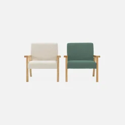 Poltrona scandinava per bambini in velluto a coste e legno di hevea