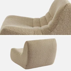 Poltrona senza braccioli in tessuto effetto alpaca