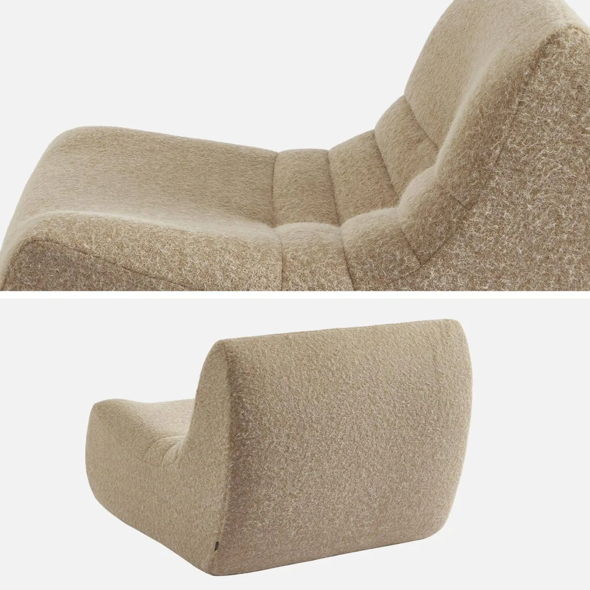 Poltrona senza braccioli in tessuto effetto alpaca