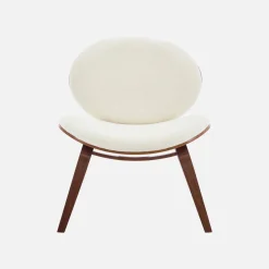 Poltrona con finiture effetto legno curvato e tessuto bouclé