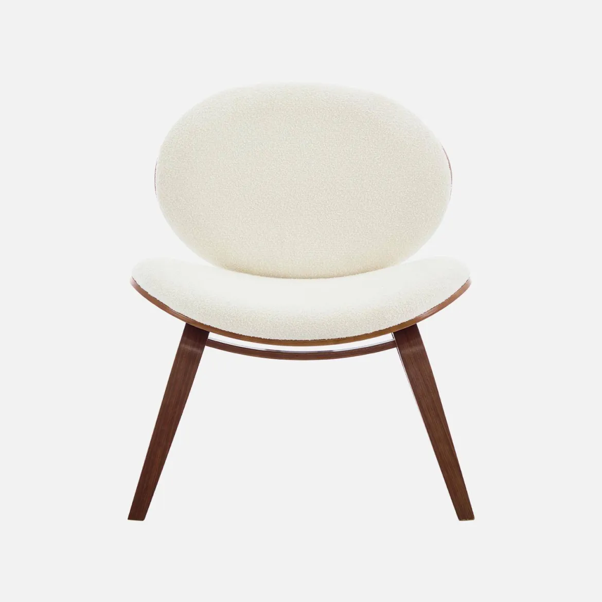 Poltrona con finiture effetto legno curvato e tessuto bouclé