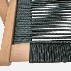 Poltrona da giardino in legno e corda con poggiapiedi