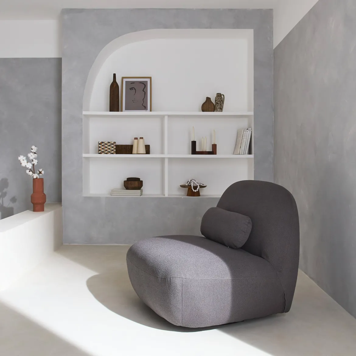 Poltrona girevole 360° bouclé