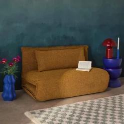 Poltrona letto convertibile bouclé strutturata, 2 posti