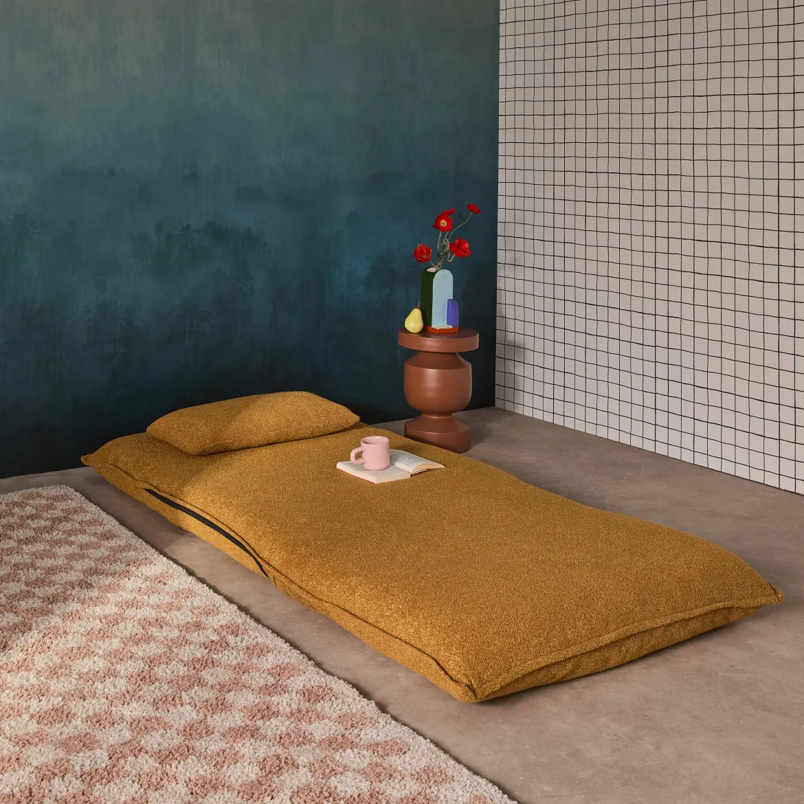 Poltrona letto trasformabile bouclé testurizzato