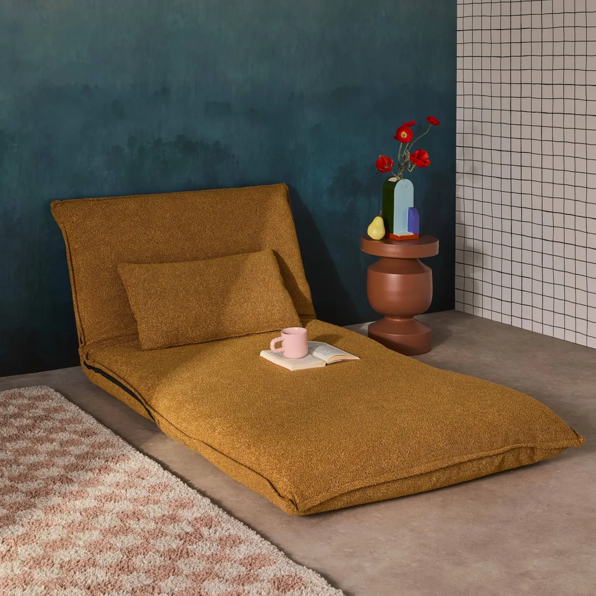 Poltrona letto trasformabile bouclé testurizzato