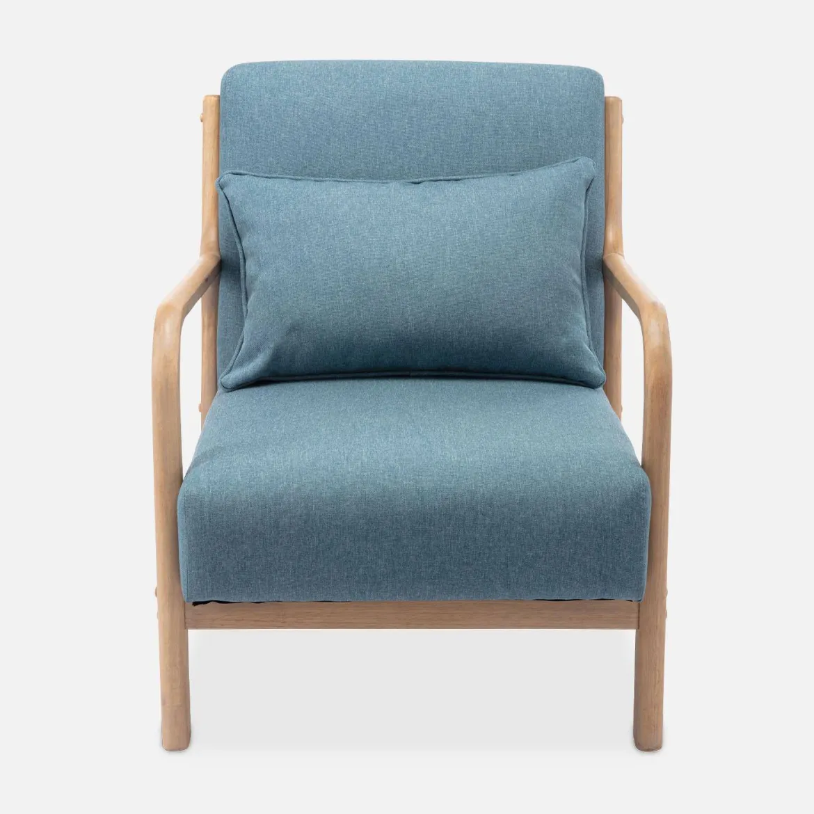 Poltrona scandinava in legno e tessuto con braccioli
