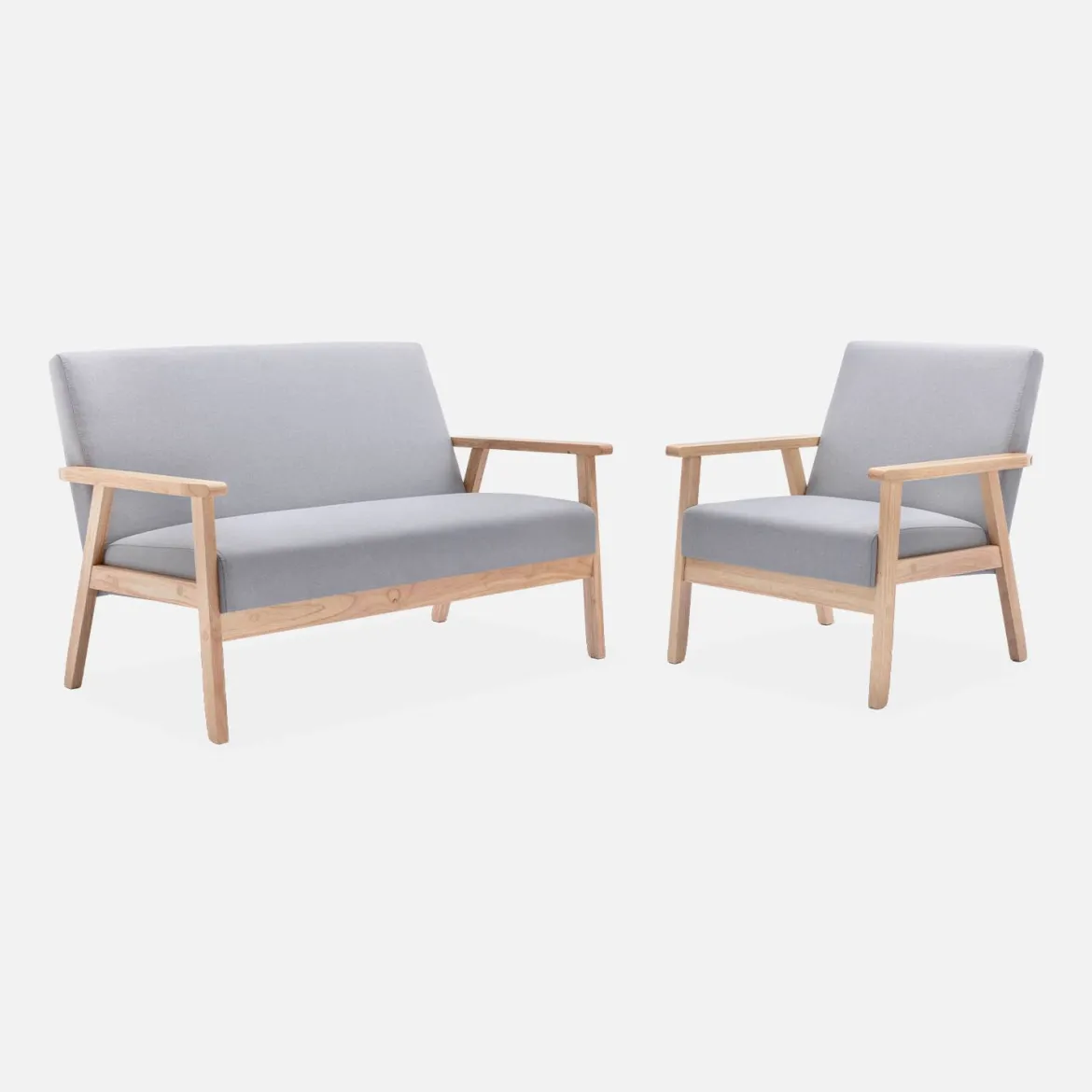 Poltrona scandinava in legno e tessuto
