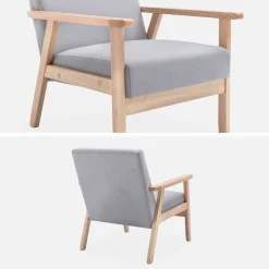Poltrona scandinava in legno e tessuto