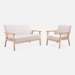 Poltrona scandinava in legno e tessuto