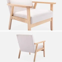 Poltrona scandinava in legno e tessuto