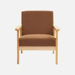 Poltrona scandinava in legno e velluto a coste