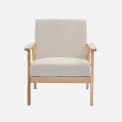 Poltrona scandinava in legno e velluto a coste
