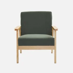 Poltrona scandinava in legno e velluto a coste