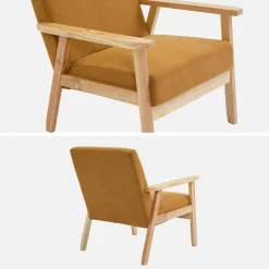 Poltrona scandinava in legno e velluto a coste