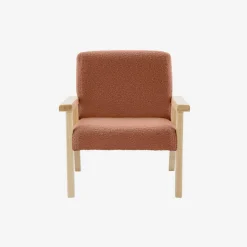 Poltrona scandinava per bambini in tessuto bouclé e legno di hevea