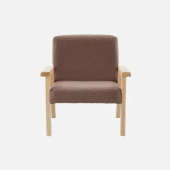 Poltrona scandinava per bambini in tessuto bouclé e legno di hevea
