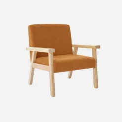 Poltrona scandinava per bambini in velluto a coste e legno di hevea