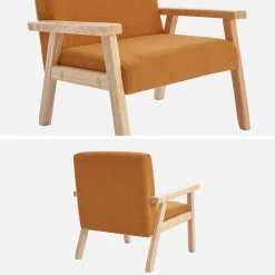 Poltrona scandinava per bambini in velluto a coste e legno di hevea