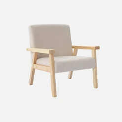 Poltrona scandinava per bambini in velluto a coste e legno di hevea