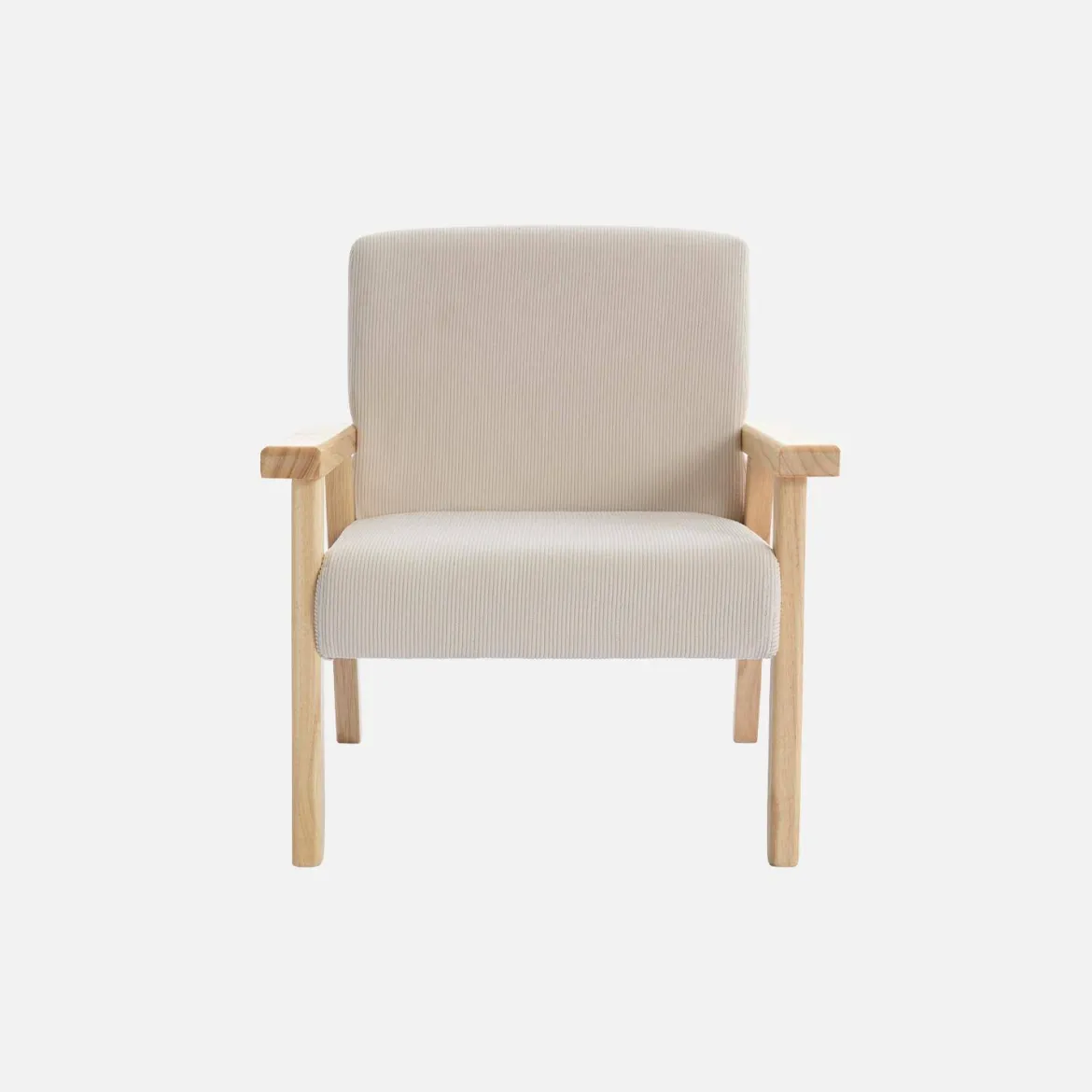 Poltrona scandinava per bambini in velluto a coste e legno di hevea