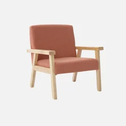 Poltrona scandinava per bambini in velluto a coste e legno di hevea
