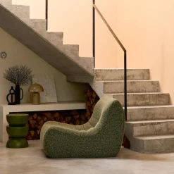 Poltrona senza braccioli in tessuto effetto alpaca