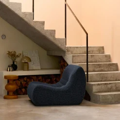 Poltrona senza braccioli in tessuto effetto alpaca