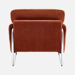 Poltrona vintage in velluto a coste con struttura cromata